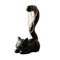 Cat-Shaped Ring Stand, 3D Printed Cat Tail Jewelry Display Holder, Funny Animal Figurine Desktop Organizer for Home Office Decor
