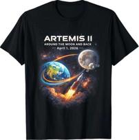 Artemis II Rocket Space Launch Back to The Moon Mission 2026 T-Shirt XL black