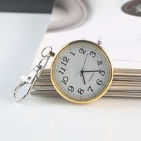 Glow in Dark Luminous Pocket Watch Easy Reading Quartz Movement Minimalist Nurse Watch Metal Big Numbers Key Chain Fob Clock gray