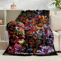 1PC Fnaf Character Collage Flannel Blanket Gift, Suitable for Both Men And Women, Soft Ideal for Beds And Sofa, Birthday Or Christmas Gift 75x90cm