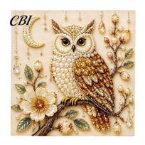 Relaxing Indoor Hobbies for Adults Bird Faux Pearl Painting Kit, Flower And Art DIY Easy Projects Home Decor Owl Red Craft Set Adults, Wall A beige