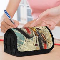 Double Layer Pencil Case, Vibrant Printed Pencil Pouch with Stunt Yellow Bike Design, Fashion Storage bag, Portable Pencil case with zipper, Durable F 20x9x11cm