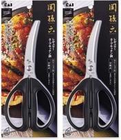 KAI Corporation Seki Magoroku Kitchen Scissors, Set of 2, Disassemblable, Curved, Regular Size, Kitchen Tool DH3354 white