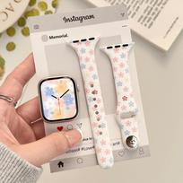 Floral Printed Silicone Watch Strap for Apple Watch Series 1–11 / SE / Ultra Cute Women Replacement Band fits 38-49mm 42/38/40/41mm juoda