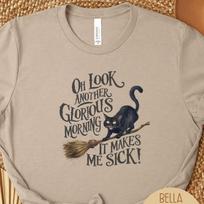 Another Glorious Morning Makes Me Sick Salem Witch Trials Shirt, Witches Cat Sweatshirt, Retro Halloween Witchy Fall Sweater Gift for Her M gray