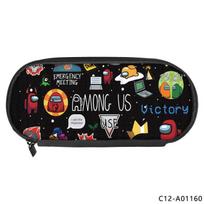 Among Us Themed Double Layer Pencil Case Oxford Fabric School Organizer Students Teens Double-Layer Pencil Case black