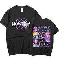 25 Hot K-Pop Demon Hunters Mira Rumi Zoey Printing Women Fashion Short Sleeve Street Casual Personality Summer T-shirt Tees top S black