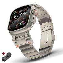 Titanium Bracelet for Apple Watch Series 10 46mm Ultra 2/1 49mm Metal Strap Correa for iwatch 9 8 7 45mm 6 5 4 SE 44mm Watchband for Apple Watch 44mm gray