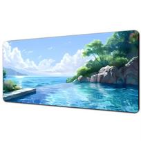 Sea Scenery Mouse Pad Desk Mat Mousepad Large Abstract Mouse Pad Gaming Deskmat with Lockedge Office Non-slip Carpet 600x300x2mm white