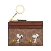 Coach Peanuts 8 Snoopy spaudos odinė kortelių laikiklis Vyriški aksesuarai Ruda CBT14-IMY3O Basic Set (Bag+Dust Bag) brown