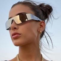 1pc Stylish Women's Eyeglasses Future Geometric Polygon Cyberpunk Street Style Frameless Decorative Eyeglasses black
