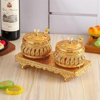Golden Seasoning Jar Hollowed-out Metal Golden Salt Shaker Kitchen Storage Box Seasoning Box Spice Jars Set Salt Organizer beige