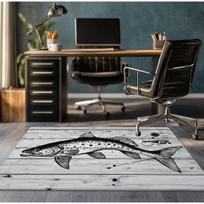 Fishing Trout Wood Grain Crystal Velvet Rug Outdoor Adventure Theme Office Desk Mat Nature Inspired Floor CoveringRusticHomeDeco 60x90cm black
