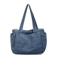Vintažinė džinsinė rankinė moteriška peties crossbody rankinė šviesiai mėlyna spalva