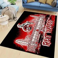 1.FC Köln Billy Goat Mascot Area Rug, Non-Slip Red Floor Mat with German Fan Slogan & Club Badge, Washable Carpet for Bundesliga Football Fans Bedroom 40x60cm( 15x23in )