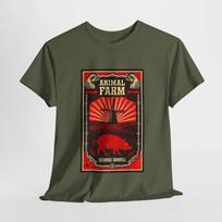 Animal Farm T-Shirt George Orwell Book Cover Red Pig Retro Farm Tee S-5XL S black