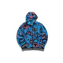 FILA Fusion X Marcelo Burlon Sherpa Warm Hooded Logo Jacket Unisex Jacket Blue Leopard-Print T11U148501F-BU M blue