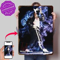 Michael Jackson in Smoke D Texture Metal Poster Customized Wall Art Tin Sign Gift for Mancave Wand Deko Living Room Decoration 20x30cm（7.8x11.8inch）
