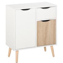 Komoda Grindinė spintelė Sandėliavimo spintelė su stalčiumi ir medžio masyvo kojomis miegamajam, svetainei, prieškambariui, ruda 60 x 30 x 72 cm