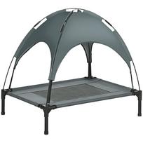 Elevated Dog Bed with Canopy, Pet Bed, Outdoor Dog Lounger with Roof, Breathable, Taffeta Fabric for Camping Gray 76 x 61 x 73 cm 76 x 61 x 73 cm