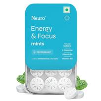 NeuroGum Energy kofeino mėtų tabletės - Be cukraus, su L-teaninu + natūraliu kofeinu + B12 ir B6 vitaminais - Energijos ir dėmesio papildas moterims ir vyrams, P
