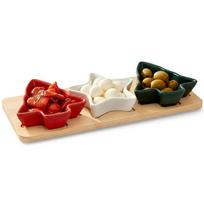 Porcelain snack bowls on a tray, 4 pieces.