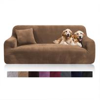 Velvet Sofa Cover Elastic Thick L Shaped Corner Sofa Slipcover for Living Room 1/2/3/4 Seater Stretch Cover for Couch Armchair 2 seat (145-185cm) vyno raudonos spalvos