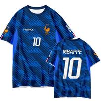 Prancūzijos nacionalinės komandos Mbappe gerbėjo marškinėliai Quick-Dry trumpomis rankovėmis Unisex sportiniai marškinėliai S blue