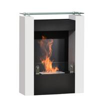 Bioetanolio židinys 0,9 l degiklis su laikymo padėklu iš grūdinto stiklo 60 x 20 x 79 cm Plienas Juoda ir Balta 60 x 20 x 79 cm