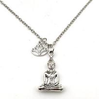 2020 NEW Buddha necklace Lotus Flower necklace silver color Spiritualist Pendant Gift For Friend MEN WOMEN fashion llaveros 50cm white