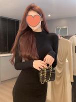 Women's Spice Girl shows her figure, semi-turtleneck long-sleeved dress, autumn and winter inner pleated base, sexy hip-wrapped mom skirt S brown