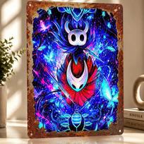 Hollow Knight Hornet and Knight Art Metal Poster Perfect Gift for Fans Lovers Customized Wall Art Metal Sign for Vintage Decor 20x30cm（7.8x11.8inch） blue