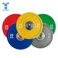 Spalvingas pritaikomas guminis štangos ir hantelių rinkinys - Tylūs fitneso įrangos svarmenys 5kg Plated Steel Ring yellow