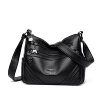 Bag women's new fashionable versatile soft leather messenger bag multi-layer large-capacity shoulder bag medium mother bag juoda