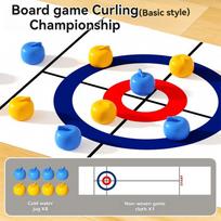 Family Fun Board Games for Kids & Adults: Tabletop Curling Game with 8-16 Rollers & Shuffleboard Pucks Toys blue