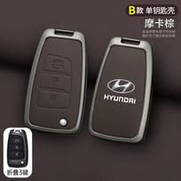 Zinc Alloy+Leather Car Remote Key Case Cover Shell For Hyundai Elantra Solaris Tucson I30 I35 I40 KONA Genesis Santa Fe Azera gray