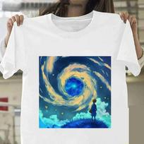 Van Gogh The Little Prince Art Oil Painting Fashion Women TShirts Harajuku Clothes Short Sleeve Summer Tees Casual ONeck Tops S blue