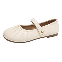 Retro stiliaus Mary Jane bateliai moterims, rudeniniai, seklių iškirpimų, minkštu padu, maži odiniai bateliai, plokščiu padu, su sijonu, vieni bateliai, moteriški mados bateliai 35 white