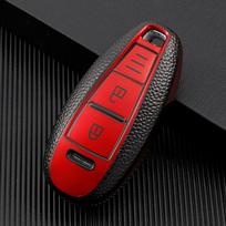 For Suzuki Baleno Ertiga Ciaz Ignis Kizashi Swift SX4 S-cross Vitars TPU Leather Car Smart Key Cover Case Bag Protector Keychain raudona