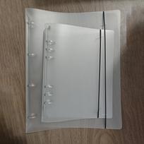 A4 Four-Hole Transparent Large Capacity Loose-Leaf Binder Cover - Organize Waterproof Files & Documents (also fits A5). Transparent version gray