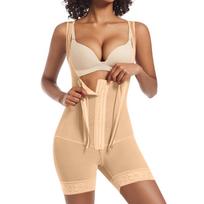 Women Seamless Body Shaper Slimming Waist Trainer Full Body Shapewear Tummy Control Bodysuit with Adjustable Straps and Front Zipper XL beige