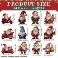 24-Piece Christmas Gnome Wooden Ornaments Set for Tree Decorations 12-piece set gray
