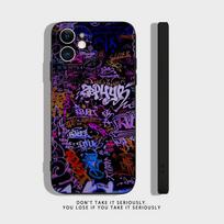 Šaunus spalvingas grafiti telefono dėklas, skirtas iPhone 17,16,15,14,13,12,11,Pro,X,XS,Max,XR,Plus,Mini, minkštas silikonas, juodas, atsparus smūgiams TPU iPhone17Pro gray