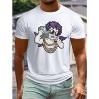 European Size Plus Size Men's Summer T-shirt, Bills Stylized Cherub Character Graphic Print Short Sleeve Tees Trend Casual Tops S balta