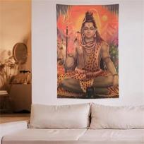 Indian Buddha Hindu God Shiva Tapestry Wall Hanging Mandala Hippie Boho Wall Decor Yoga Home Decor Background  Room Decoration 100X70CM brown
