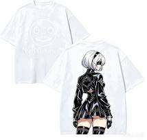 2026 Summer Nier Automata 2b Double Sided Emil Logo Anime Graphic Black TShirt Unisex Oversized Y2k Streetwear Cotton Tee M black