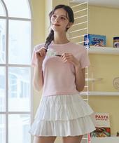 SWEET SOUP Back Lettering Point Crop T-Shirt_Pink(Wb4Stfb) Pink(81)/Fff brown