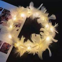 LED šviečianti plunksninė zuikio ausų galvos juosta vaikams 1pcs purple