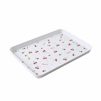 Lengvas stačiakampis laikymo padėklas, sukraunamas vaisių padėklas, plastikinis desertų padėklas, virtuvės organizatorius 41.5x28.6cm balta