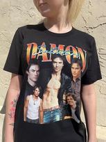 Limited Damon Salvatore Retro Tshirt, Vampire Diaries Fan Tee, Stefan and Damon Oversized Unisex Streetwear Trendy Cotton Y2k Short Sleeves Classic 4XL black
